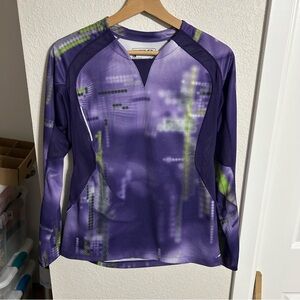 Salomon Actilite Shirt Girls Large Purple Tie Dye Outdoor Base Layer Long Sleeve